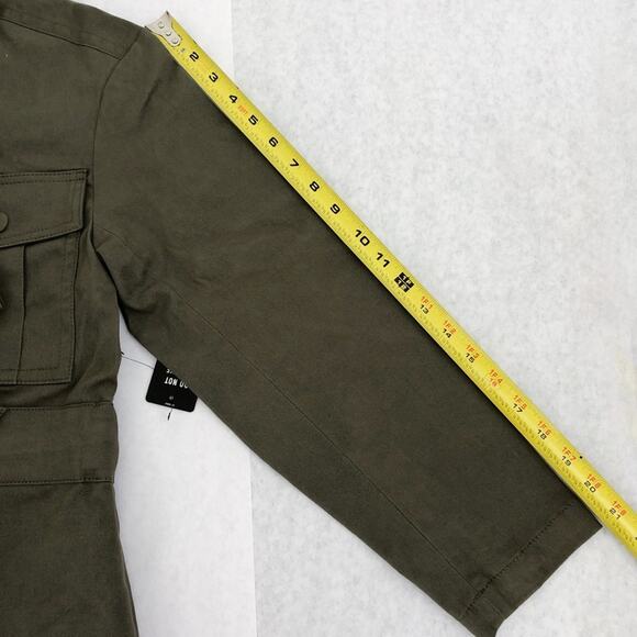 Express Utility Jacket Belt Pockets Oversized Cotton Twill Stretch Size XS Olive - Picture 14 of 16